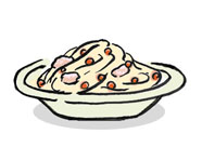 Salmon and Ikura Spaghetti with Cream Sauce