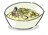 Corn Potage Soup with Spaghetti