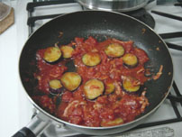 Eggplant and Bacon Spaghetti with Pomodoro Sauce