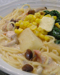 Miso Cream Soup with Spaghetti
