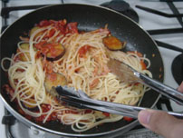 Eggplant and Bacon Spaghetti with Pomodoro Sauce