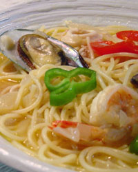 Spaghetti with Seafood Soup