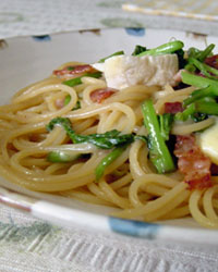 Watercress and Bacon Spaghetti
